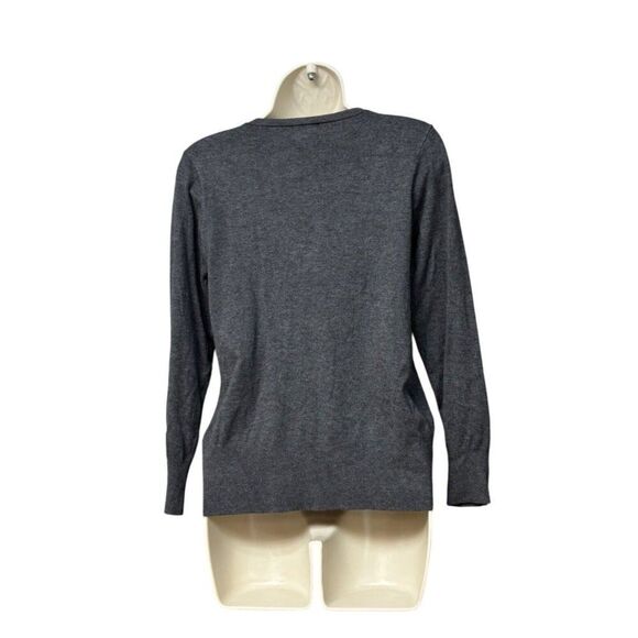 JM Collections Petite Button-Embellished Sweater, Charcoal Heather, Sz. PS - Picture 3 of 12